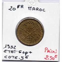 Maroc 20 francs 1371 AH -1952 Sup+, Lec 277 pièce de monnaie
