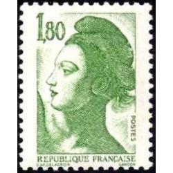 Timbre France Yvert No 2375 Type liberté de Delacroix, 1.80fr vert