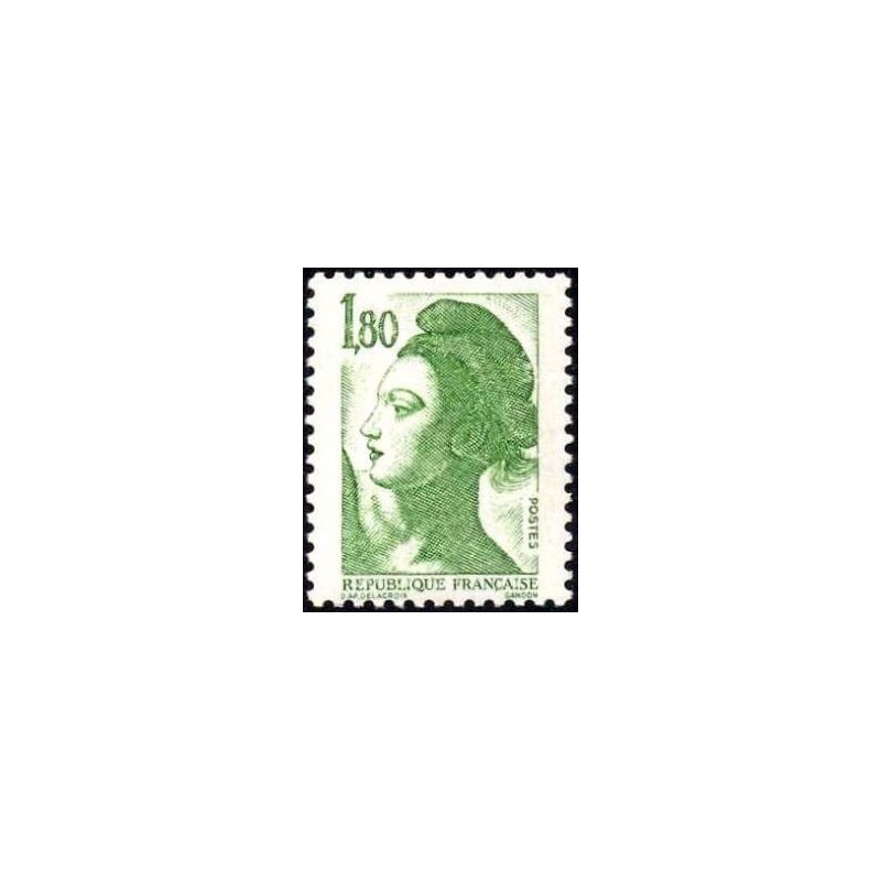 Timbre France Yvert No 2375 Type liberté de Delacroix, 1.80fr vert