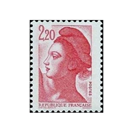 Timbre France Yvert No 2376 type liberté de Delacroix, 2.20fr rouge