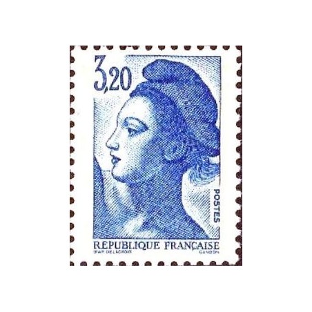 Timbre France Yvert No 2377 type liberté de Delacroix, 3.20fr bleu