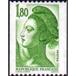 Timbre France Yvert No 2378 type liberté de Delacroix,1.80fr vert, issue de roulette