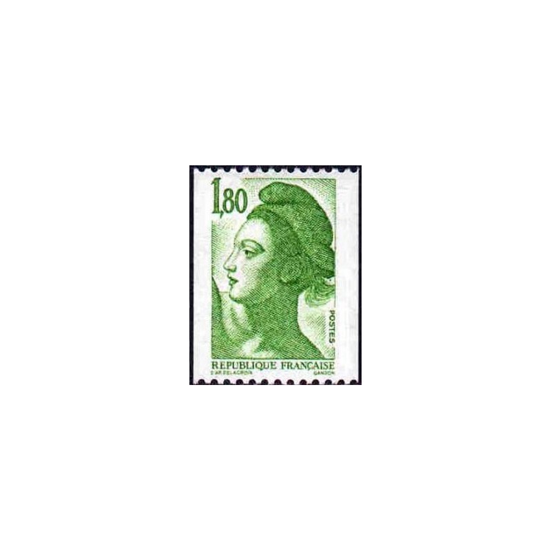 Timbre France Yvert No 2378 type liberté de Delacroix,1.80fr vert, issue de roulette