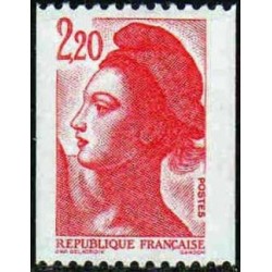 Timbre France Yvert No 2379 type liberté de Delacroix, 2.20fr rouge, issue de roulette