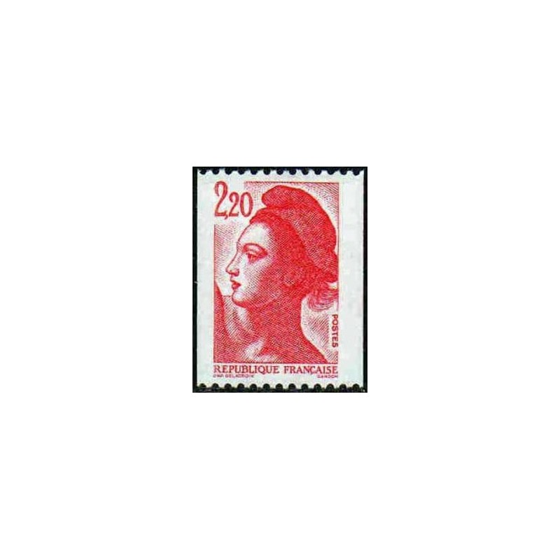 Timbre France Yvert No 2379 type liberté de Delacroix, 2.20fr rouge, issue de roulette