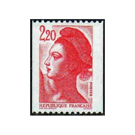 Timbre France Yvert No 2379 type liberté de Delacroix, 2.20fr rouge, issue de roulette