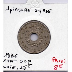 Syrie, 1 Piastre 1936 Sup, Lec 13 pièce de monnaie