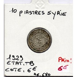 Syrie, 10 Piastres 1929 TB, Lec 30 pièce de monnaie