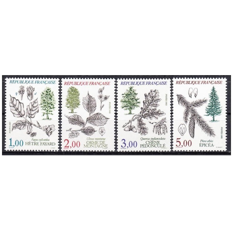 Timbre France Yvert No 2384-2387 Flore et faune de France, arbres