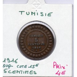 Tunisie, 5 Centimes 1916 Sup-, Lec 80 pièce de monnaie