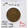 Tunisie, 2 francs 1924 - 1343 AH TTB, Lec 293 pièce de monnaie