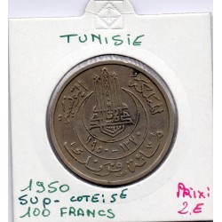 Tunisie, 100 francs 1950 - 1370 AH Sup-, Lec 402 pièce de monnaie