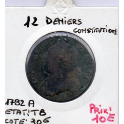 12 denier Constitution Louis XVI 1792 An 4 A Paris TB, France pièce de monnaie
