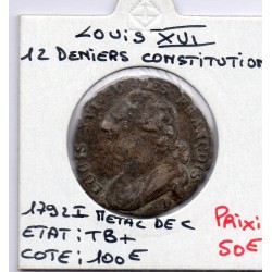 12 denier Constitution Louis XVI 1792 I LImoges TB+, France pièce de monnaie