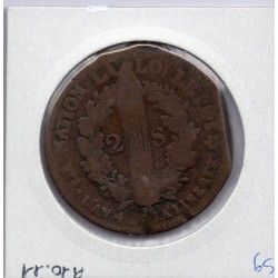 2 Sols Constitution Louis XVI 1792 BB Strasbourg B, France pièce de monnaie