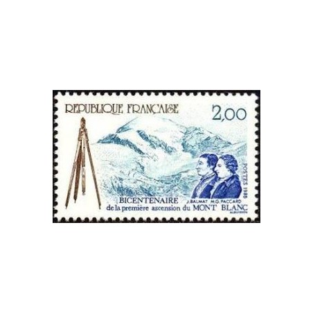 Timbre Yvert No 2422 Le Mont Blanc, bicentenaire de la premiere ascension