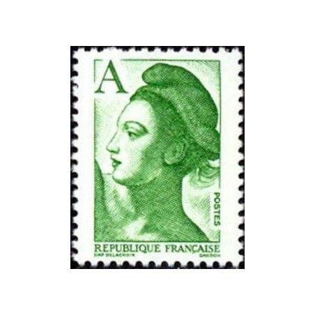 Timbre Yvert No 2423 Marianne type liberté de Delacroix  A vert soit 1.90fr vert