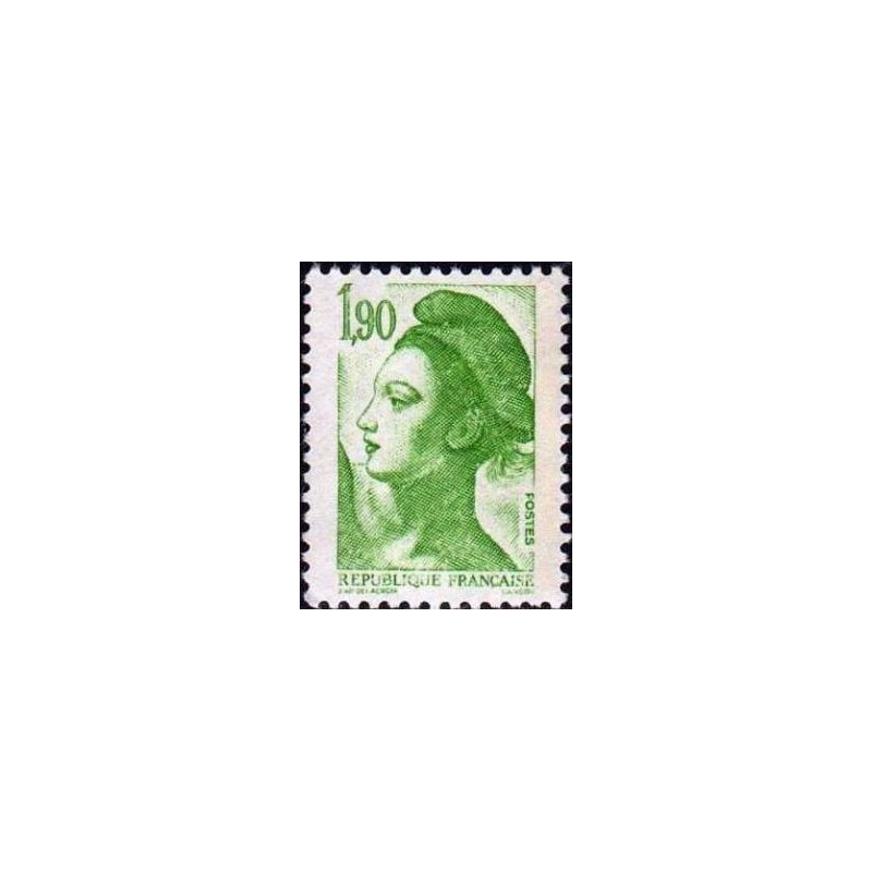 Timbre Yvert No 2424 Marianne type liberté de Delacroix 1.90fr vert