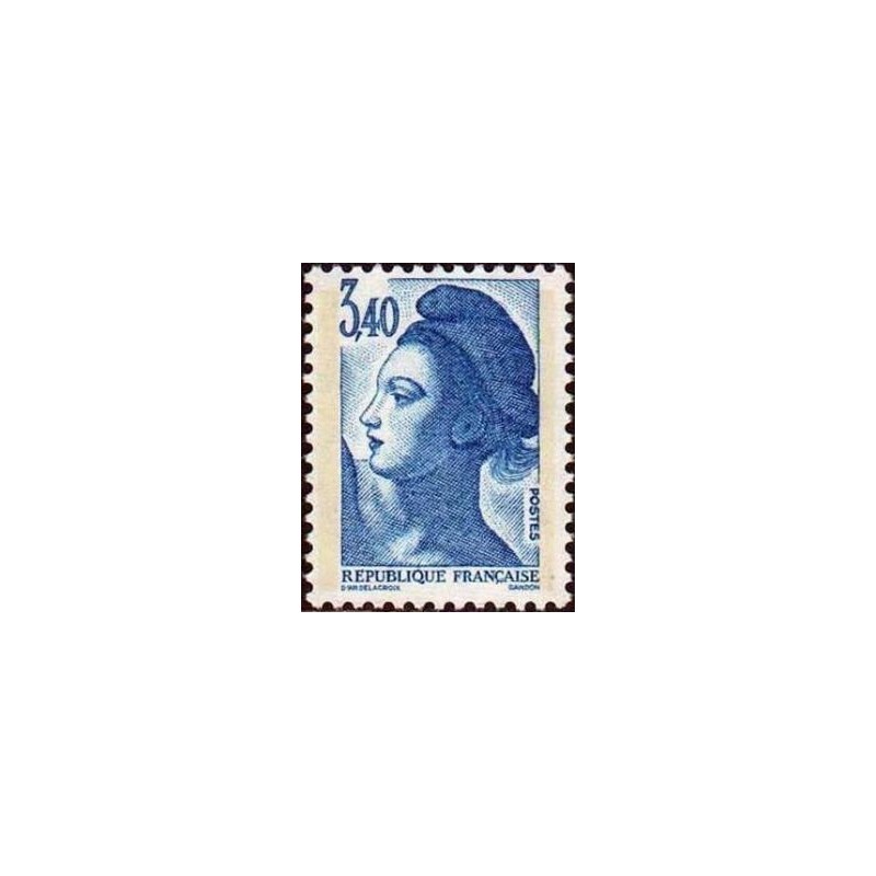 Timbre Yvert No 2425 Marianne type liberté de Delacroix 3.40fr bleu