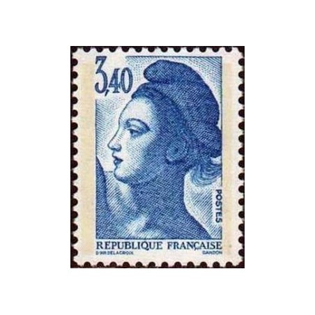 Timbre Yvert No 2425 Marianne type liberté de Delacroix 3.40fr bleu