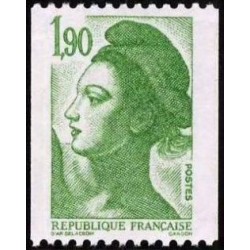 Timbre Yvert No 2426 Marianne type liberté de Delacroix 1.90fr vert de roulette