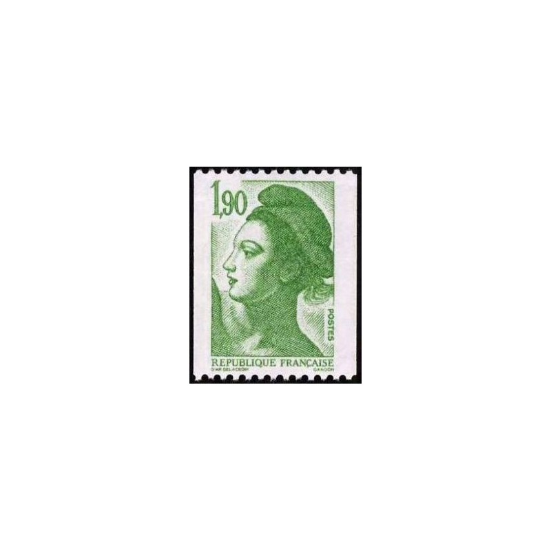 Timbre Yvert No 2426 Marianne type liberté de Delacroix 1.90fr vert de roulette