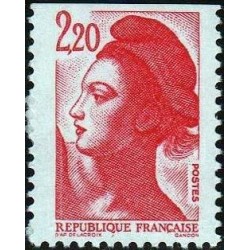 Timbre Yvert No 2427 Marianne type liberté de Delacroix 2.20fr rouge de carnet