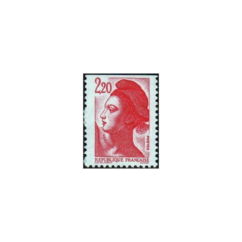 Timbre Yvert No 2427 Marianne type liberté de Delacroix 2.20fr rouge de carnet