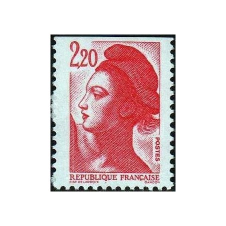 Timbre Yvert No 2427 Marianne type liberté de Delacroix 2.20fr rouge de carnet