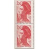 Timbres Yvert No 2427a Marianne type liberté de Delacroix 2.20fr rouge, paire verticale de carnet