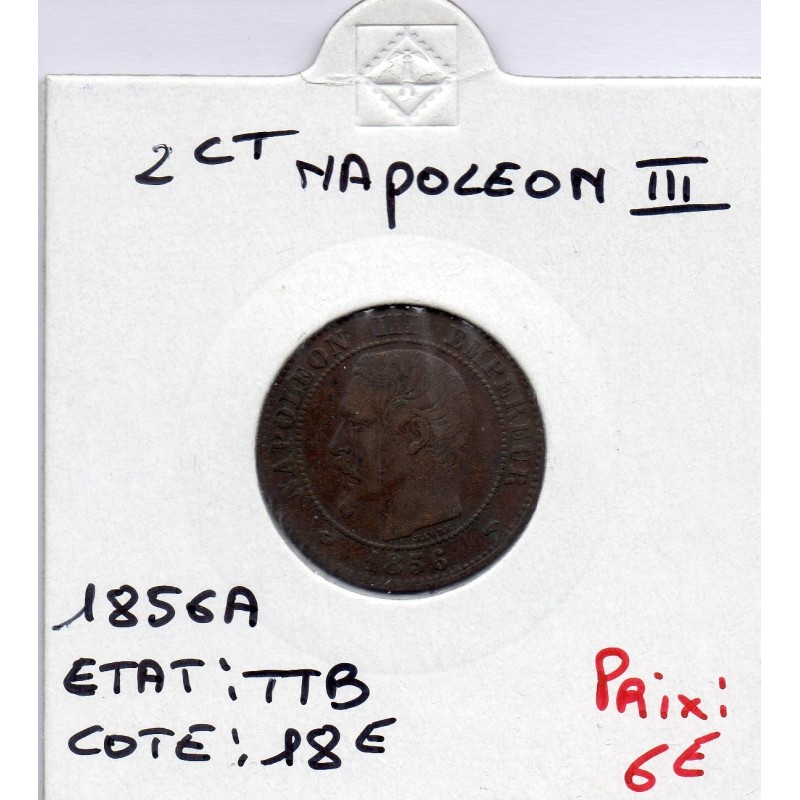 2 centimes Napoléon III tête nue 1856 A Paris TTB, France pièce de monnaie