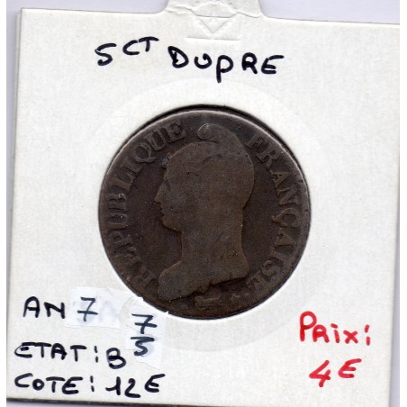 5 centimes Dupré An 7/5 A paris B, France pièce de monnaie