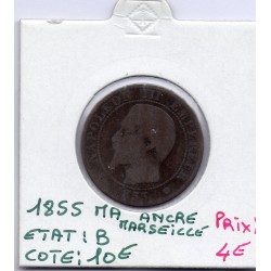 5 centimes Napoléon III tête nue 1855 MA ancre Marseille B, France pièce de monnaie