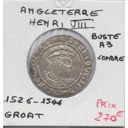 Angleterre Henri VIII Groat Buste A3 Londre 1526-1544  Sup pièce de monnaie