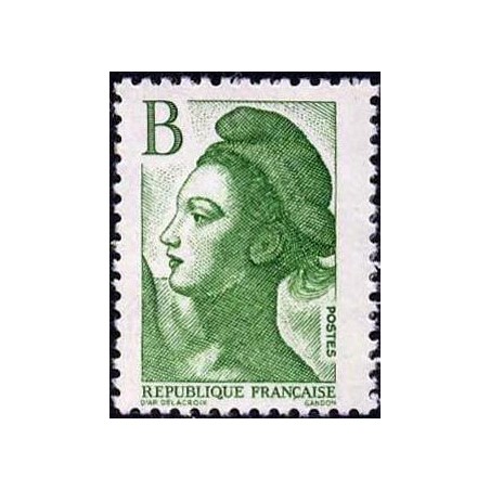 Timbre Yvert No 2483 Marianne type liberté de Delacroix B vert 2.00fr