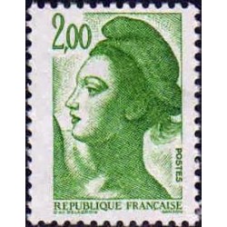 Timbre Yvert No 2484 Marianne type liberté de Delacroix 2.00fr vert
