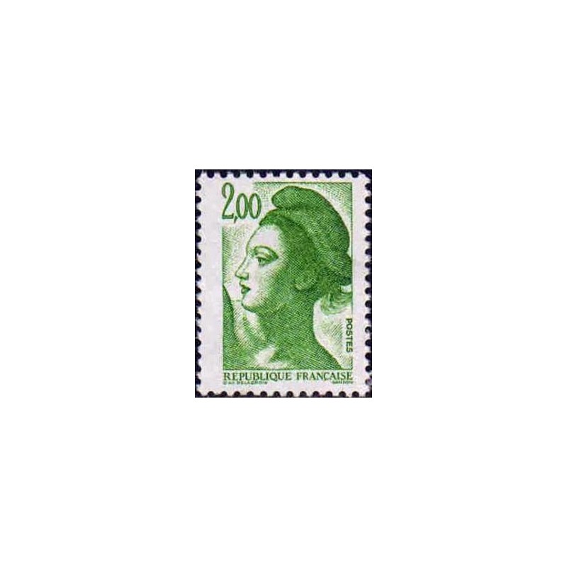 Timbre Yvert No 2484 Marianne type liberté de Delacroix 2.00fr vert