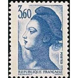 Timbre Yvert No 2485 Marianne type liberté de Delacroix 3.60fr bleu