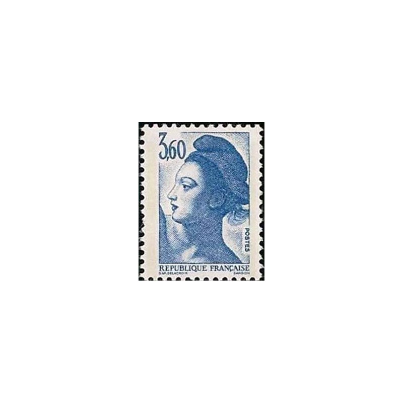 Timbre Yvert No 2485 Marianne type liberté de Delacroix 3.60fr bleu