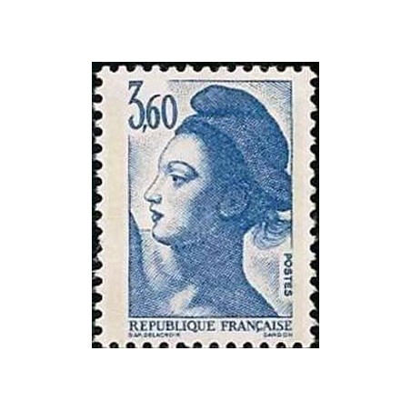 Timbre Yvert No 2485 Marianne type liberté de Delacroix 3.60fr bleu