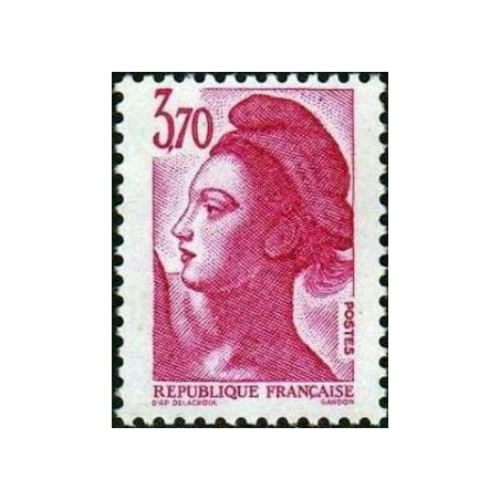 Timbre Yvert No 2486 Marianne type liberté de Delacroix 3.70fr rose