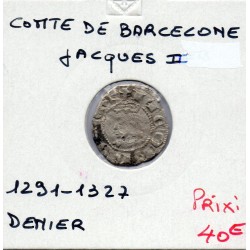 Barcelone Jacques II Denier 1291-1327 TTB pièce de monnaie