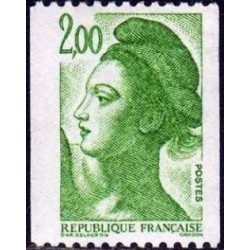 Timbre Yvert No 2487 Marianne type liberté de Delacroix 2.00fr vert de roulette