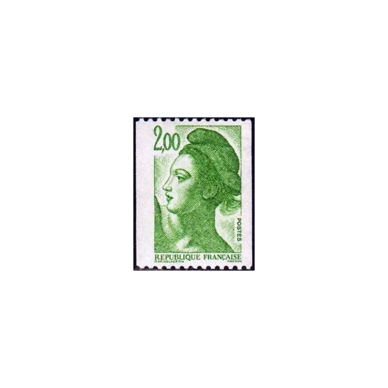 Timbre Yvert No 2487 Marianne type liberté de Delacroix 2.00fr vert de roulette