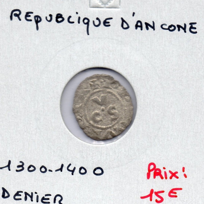 Italie Republique d'Ancone, Denaro 1300-1400 TB, pièce de monnaie