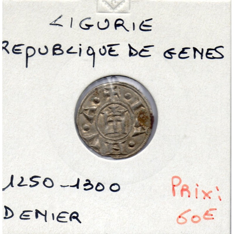 Italie Republique de Gênes, Denaro 1250-1300 TB, Conrad II pièce de monnaie