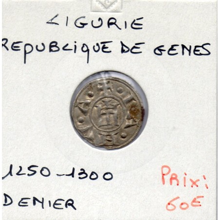 Italie Republique de Gênes, Denaro 1250-1300 TB, Conrad II pièce de monnaie