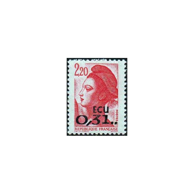 Timbre Yvert No 2530 Type Liberté 2.20fr surchargé 0.31 écu