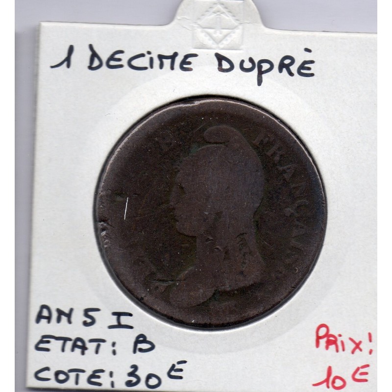 1 decime Dupré An 5 I Limoges B, France pièce de monnaie