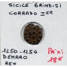 Italie Sicile Brindisi Corrado 1er denaro REX 1250-1254 TB pièce de monnaie